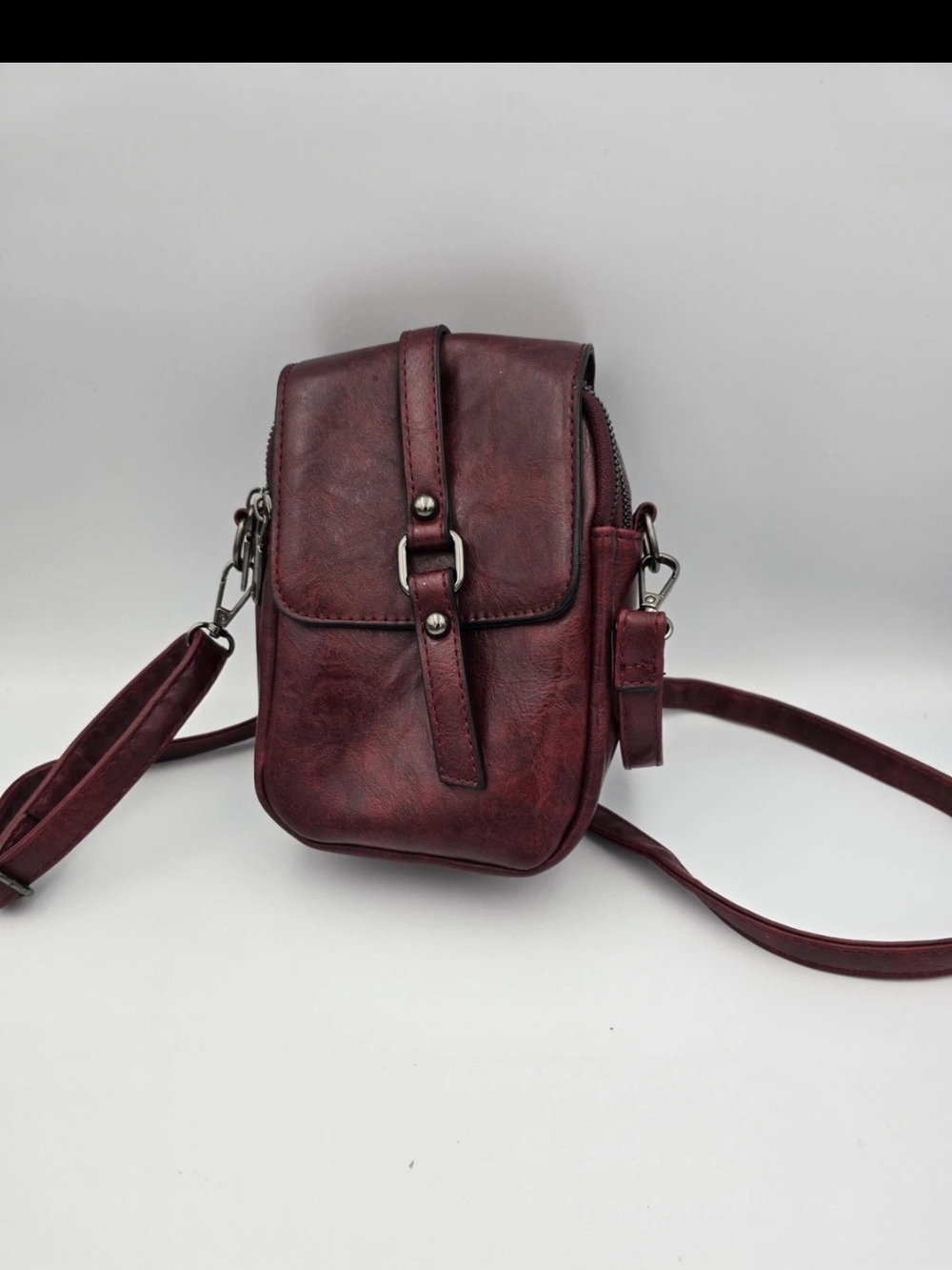 Women's Crossbody Phone Bag in Wine Red - Unbranded